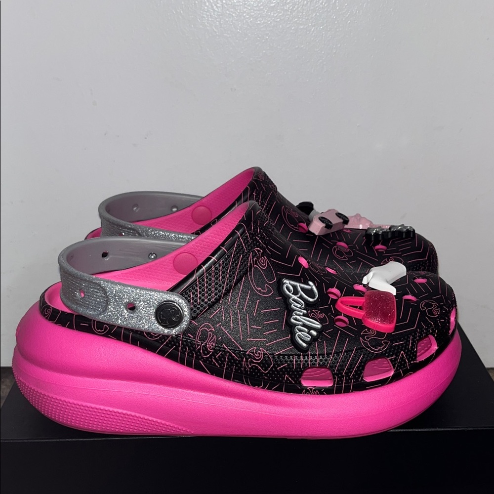 CROCS Barbie Pink and Silver classic crush clogs - Picture 3 of 5